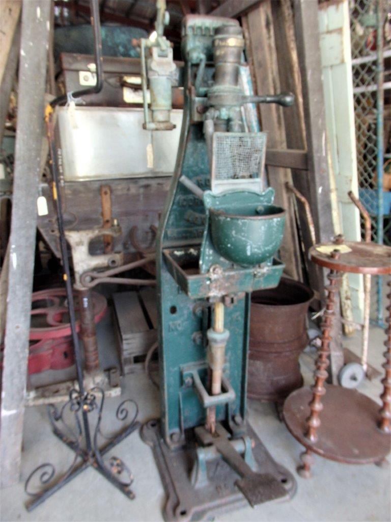 Antique bottle capping machine, cast iron. for sale at Heath's Old Wares , Collectables and Industrial Antiques 19-21 Broadway Burringbar, Open 7 Days Ph 0266771181